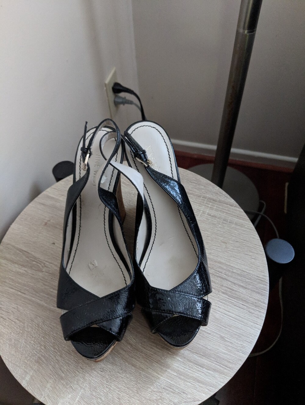 Nine West Patent Slingback Peep-Toe Heels 9.5